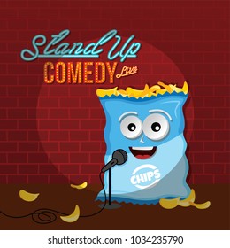 stand up comedy crisps chips vector art illustration