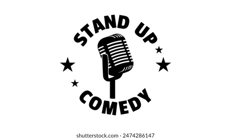 Stand Up Comedy Emblem, schwarze isolierte Silhouette