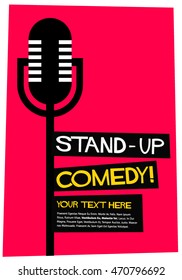 Stand Up Comedy! (Flat Style Vector Illustration Performance Show Poster Design) Text Box Template