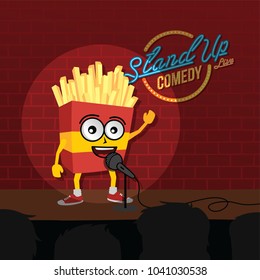 stand up comedy french fries open mic vector