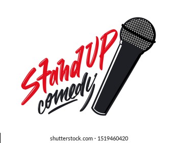 Stand up comedy hand drawn modern brush lettering text. Vector illustration concept for print and advertising