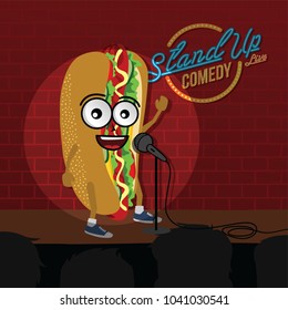 stand up comedy hot dog open mic vector