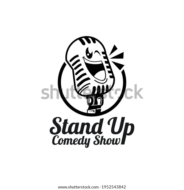 Stand Up Comedy Logo Design with Funny Microphone\
Character Design.