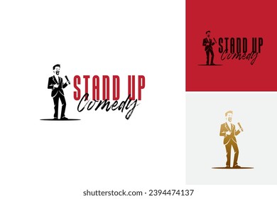 Stand up comedy logo suitable for comedy clubs, comedians, and entertainment events. This logo design is perfect for marketing materials, merchandise, and online platforms.