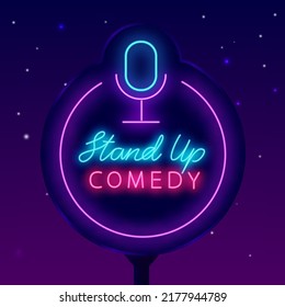 Stand Comedy Neon Billboard Street Night Stock Vector (Royalty Free ...