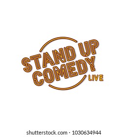 Stand Up Comedy Neon Sign Lamp Vector Art Illustration