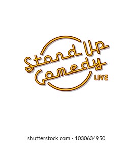 stand up comedy neon sign lamp vector art illustration