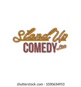 stand up comedy neon sign lamp vector art illustration