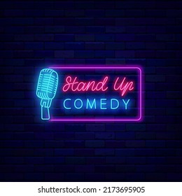 Stand Comedy Neon Signboard Comedian Performance Stock Vector (Royalty ...