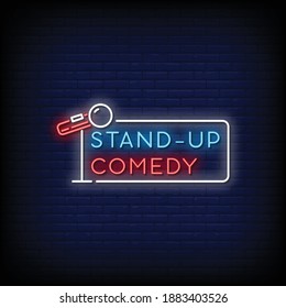 Stand up Comedy Neon Signs Style Text Vector