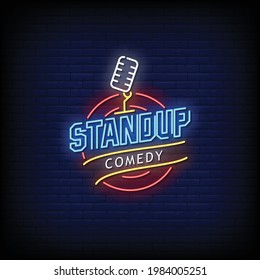 Stand Up Comedy Neon Signs Style Text Vector