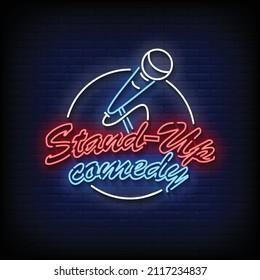 Stand Up Comedy Neon Signs Style Text Vector