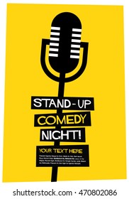 Stand Up Comedy Night! (Flat Style Vector Illustration Performance Show Poster Design) With Text Box Template