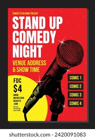 Stand Up Comedy Night live poster, for comic or stand up comedy, live performance poster or flyer