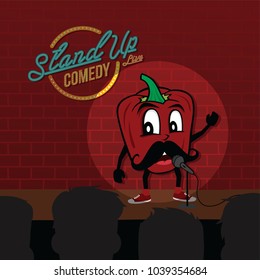 stand up comedy open mic bell pepper vector art illustration