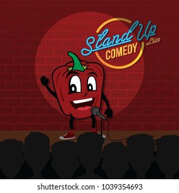 stand up comedy open mic bell pepper vector art illustration