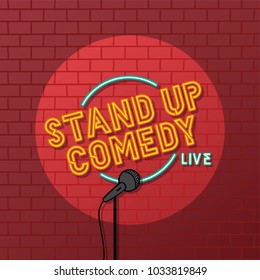 stand up comedy open mic vector art illustration