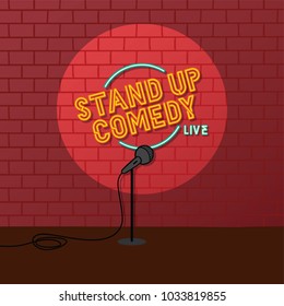 stand up comedy open mic vector art illustration
