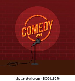 stand up comedy open mic vector art illustration