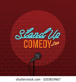 stand up comedy open mic vector art illustration