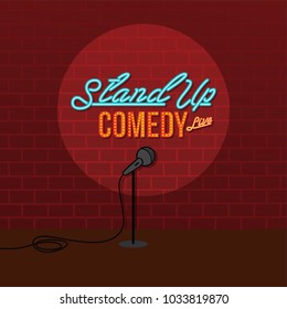 stand up comedy open mic vector art illustration