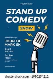 Stand Up Comedy poster design with place for your text. Vector illustration of Stand up comedy show flat style flyer, poster, background, banner
