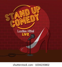 stand up comedy sexy female comic ladies night theme vector