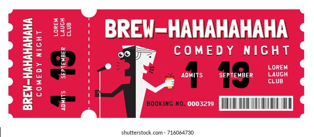 Stand Up Comedy Show Entry Ticket. Modern elegant design template of Event Ticket. 