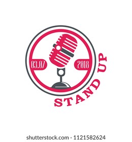 Stand up comedy show sign with date vector Illustration on a white background