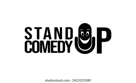 Stand up comedy sign, black isolated silhouette