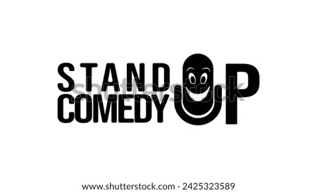 Stand up comedy sign, black isolated silhouette