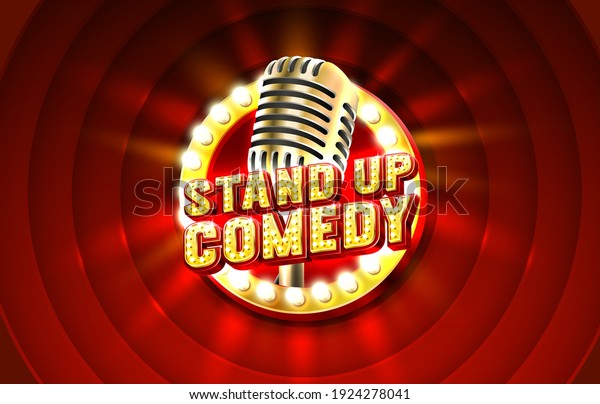 Stand up comedy signboard label,\
concert vocal event. nightclub title. Vector\
illustration