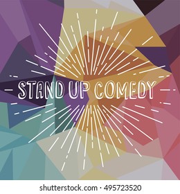 stand up comedy text show sunrays retro theme vector