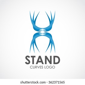 Stand curve of alliance abstract vector and logo design or template professional network business icon of company identity symbol concept