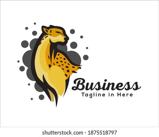 stand drawing art cat, tiger, lion, jaguar, cheetah, panther logo design illustration
