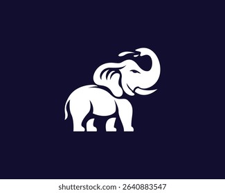 stand elephant playing water spray with trunk logo design template illustration inspiration