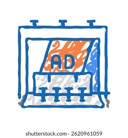 stand exhibition promo doodle icon sketch vector. stand exhibition promo sign. isolated symbol illustration