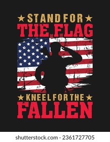 Stand For the Flag Kneel for the Fallen T-Shirt Design, Veteran T-Shirt Design