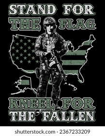 Stand for the flag kneel for the fallen Tshirt design
