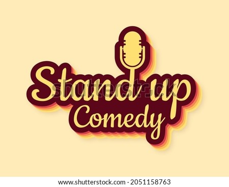 Stand up in flat style on red background. Retro microphone icon. Mic stand. Vector stock illustration.