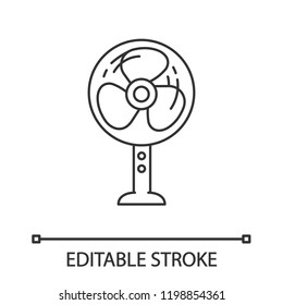 Stand floor fan linear icon. Home cooling fan. Thin line illustration. Household appliance. Contour symbol. Vector isolated outline drawing. Editable stroke