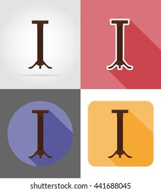 stand for flowerpots furniture set flat icons vector illustration isolated on white background