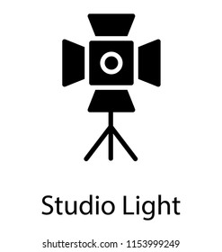 
A stand with the four sided light bulbs in a hard structure showing studio light 
