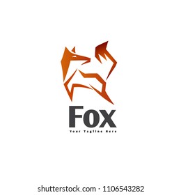 Stand fox brush art logo