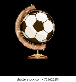 stand for a globe of expensive wood and gold. in the middle of the ball. he symbolizes the planet earth