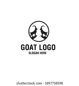 Stand goat on rock logo design inspiration