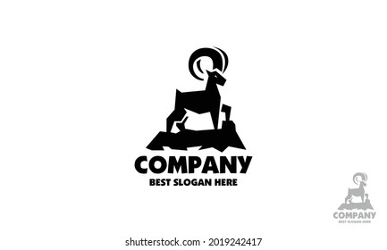 Stand goat on rock logo design inspiration