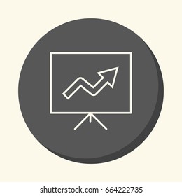 A stand with a growth chart, a vector circular line icon with an illusion of volume, a simple color change