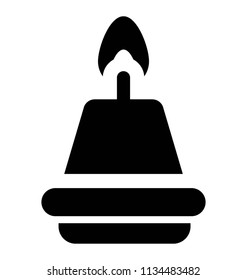 
A stand having white colored wax with the blazing thread over it, icon for candle 
