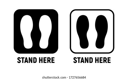 Stand Here Distance Social Icon. Wait Here Feet Sign Design Sticker